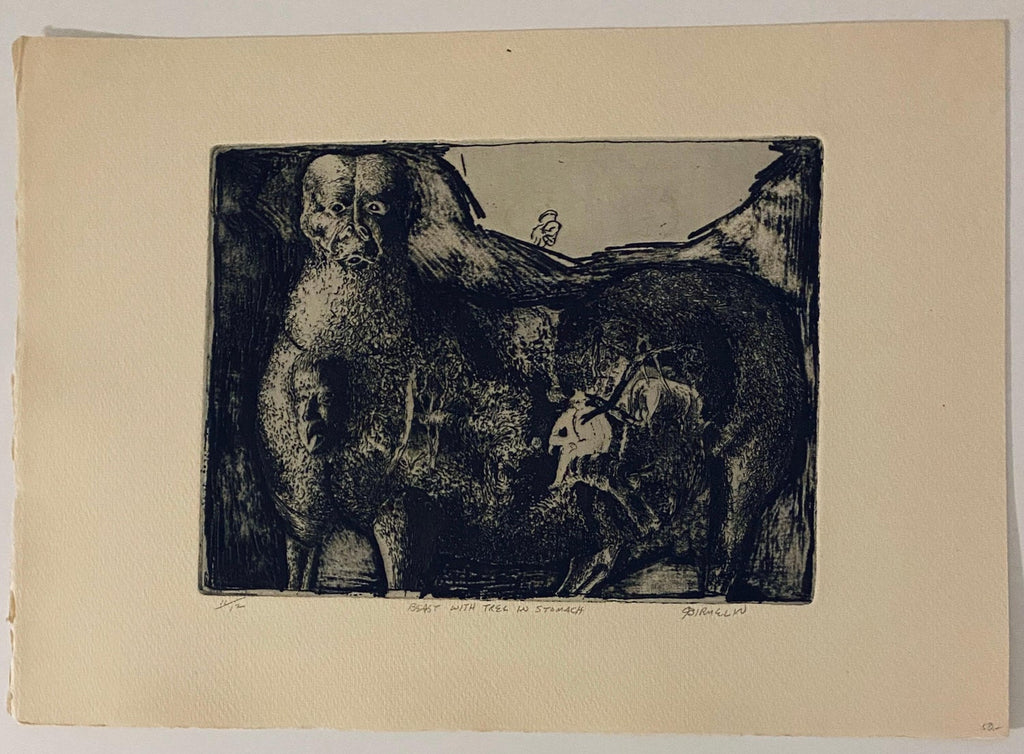 Beast With Tree In Stomach, American Modernist Abstract Etching