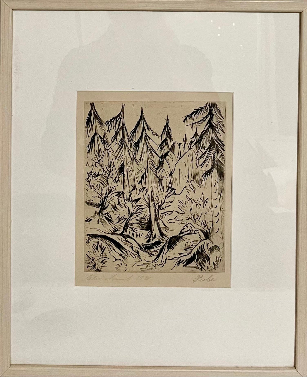 1920 German Expressionist Figurative Lithograph "The Forest" Paul Kleinschmidt