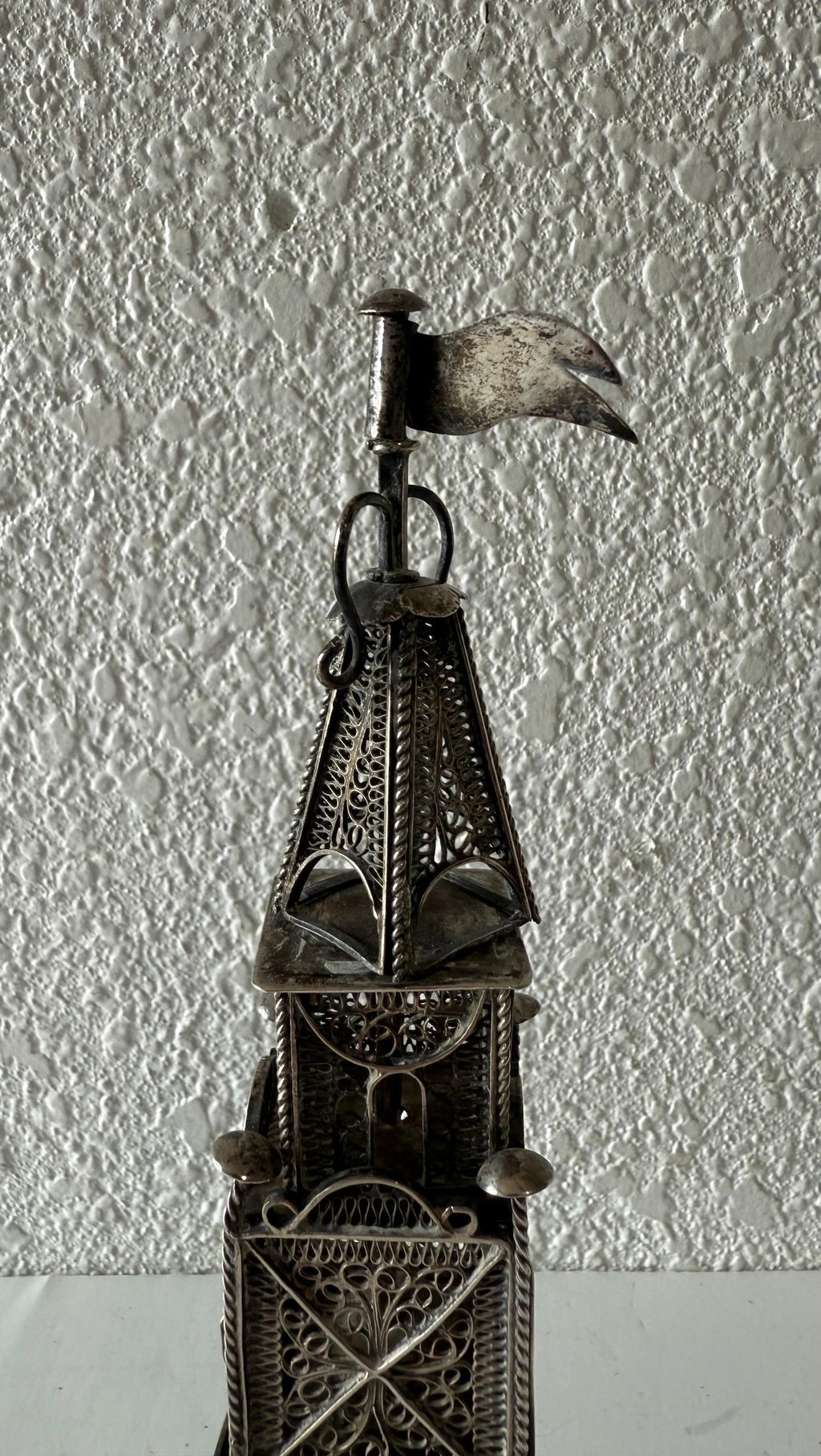 Rare 19th C Antique Silver Filigree Judaica Besamim Spice Tower Austro Hungarian
