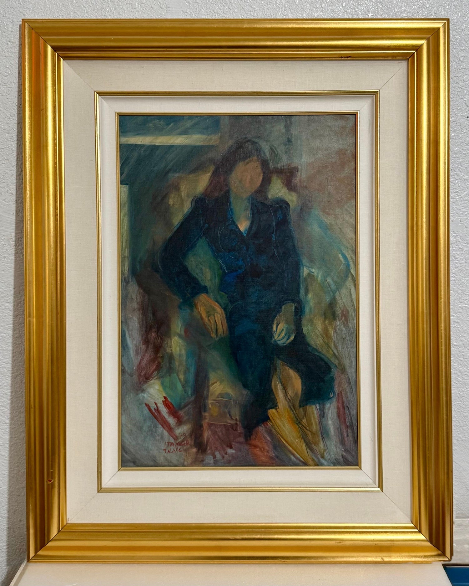 Rare Jewish Yemenite Woman Oil Painting Israeli Girl Judaica Itamar Siani