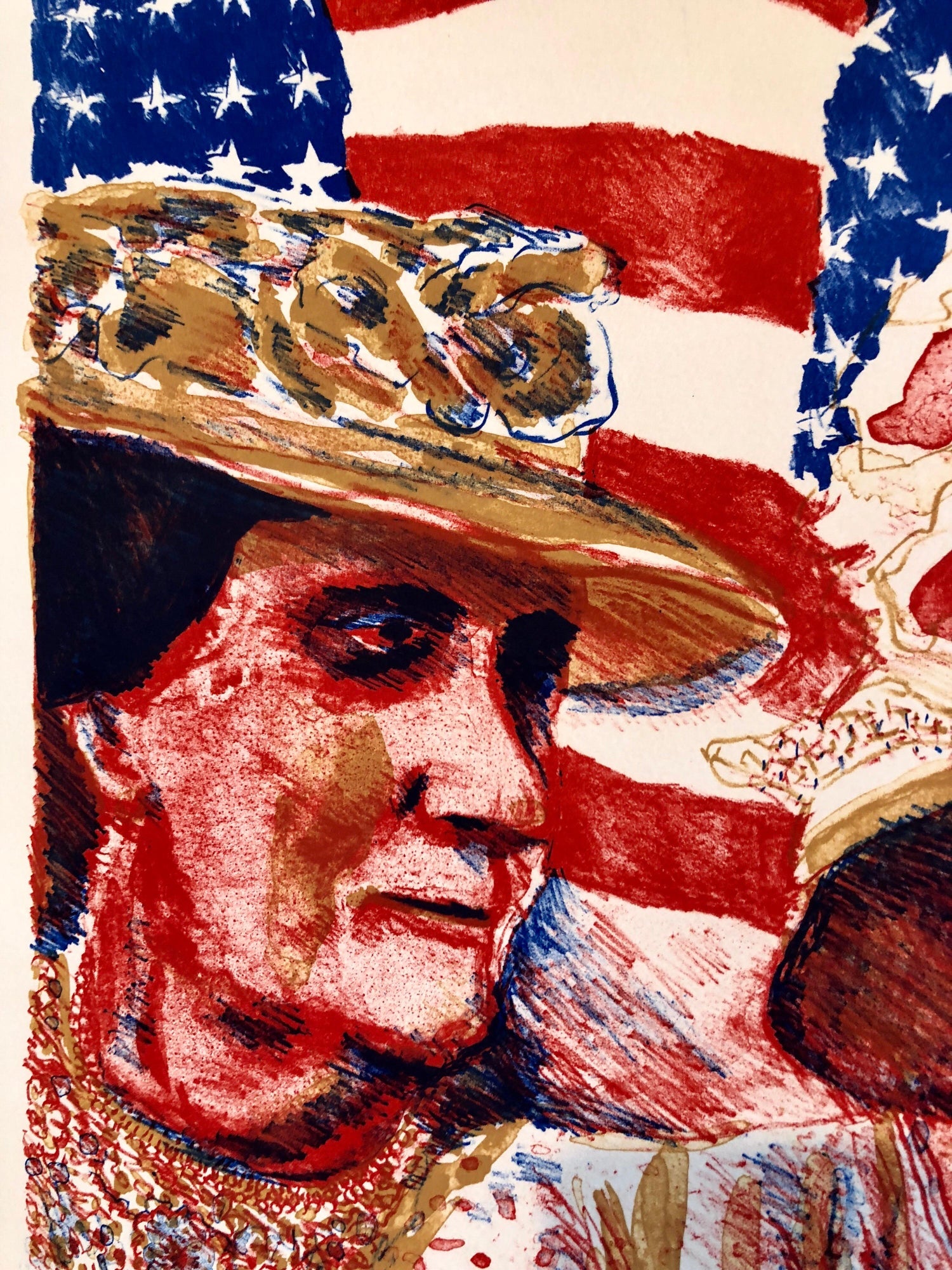 Ohio Art Modern Americana Patriotic Lithograph American Flag Attentive Patriots