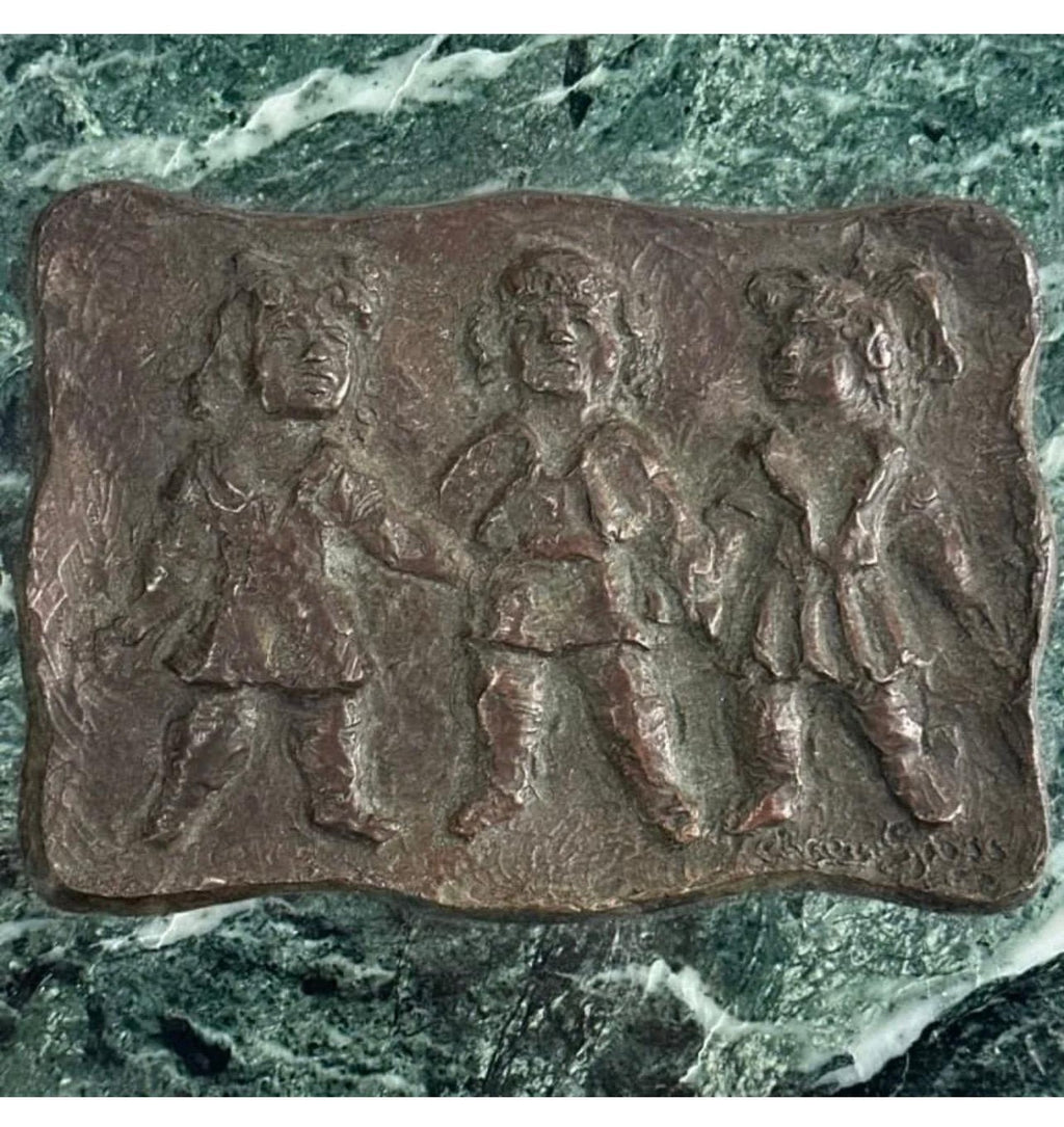 Three Girls Bronze Relief Sculpture Plaque Chaim Gross Modernist WPA Era Artist