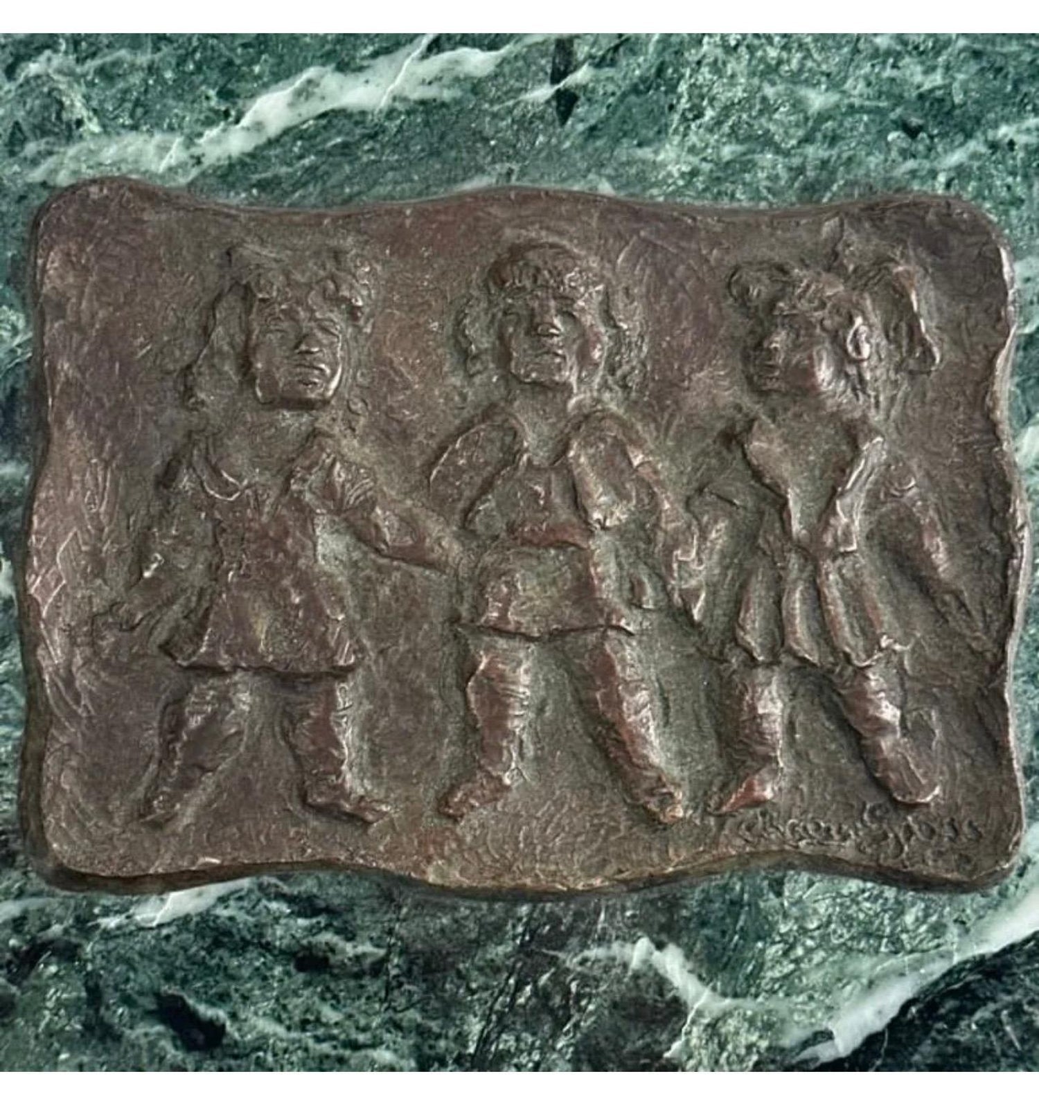 Three Girls Bronze Relief Sculpture Plaque Chaim Gross Modernist WPA Era Artist