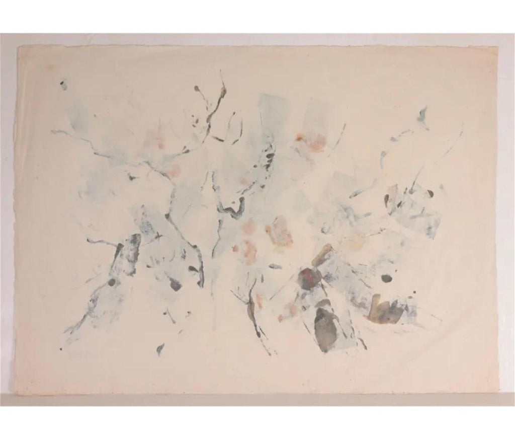 Large Abstract Expressionist Oil Painting on Rice Paper Modernist John Von Wicht