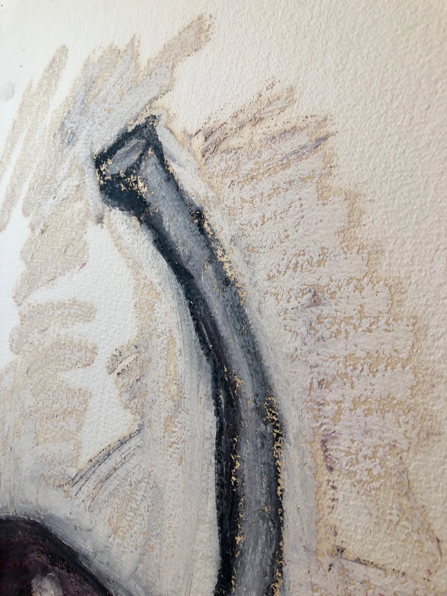 Original Modernist Oil Stick Pigment Painting by Aaron Fink, Cherry. Pop Art