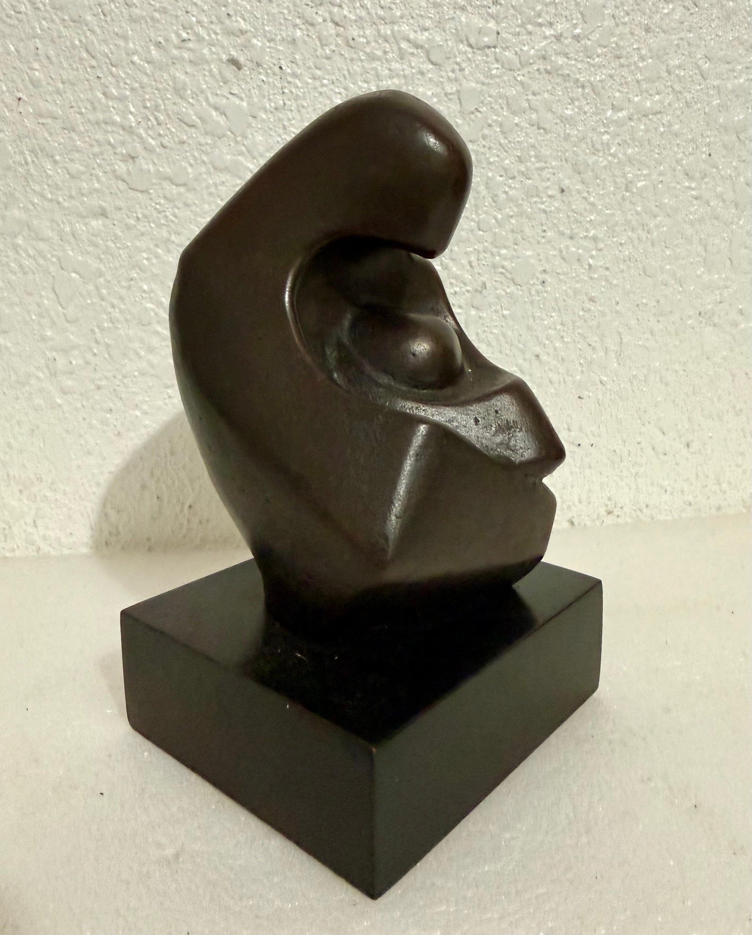 Modernist Israeli Bronze Sculpture Abstract Mother & Child Zvi Yehuda Aldouby