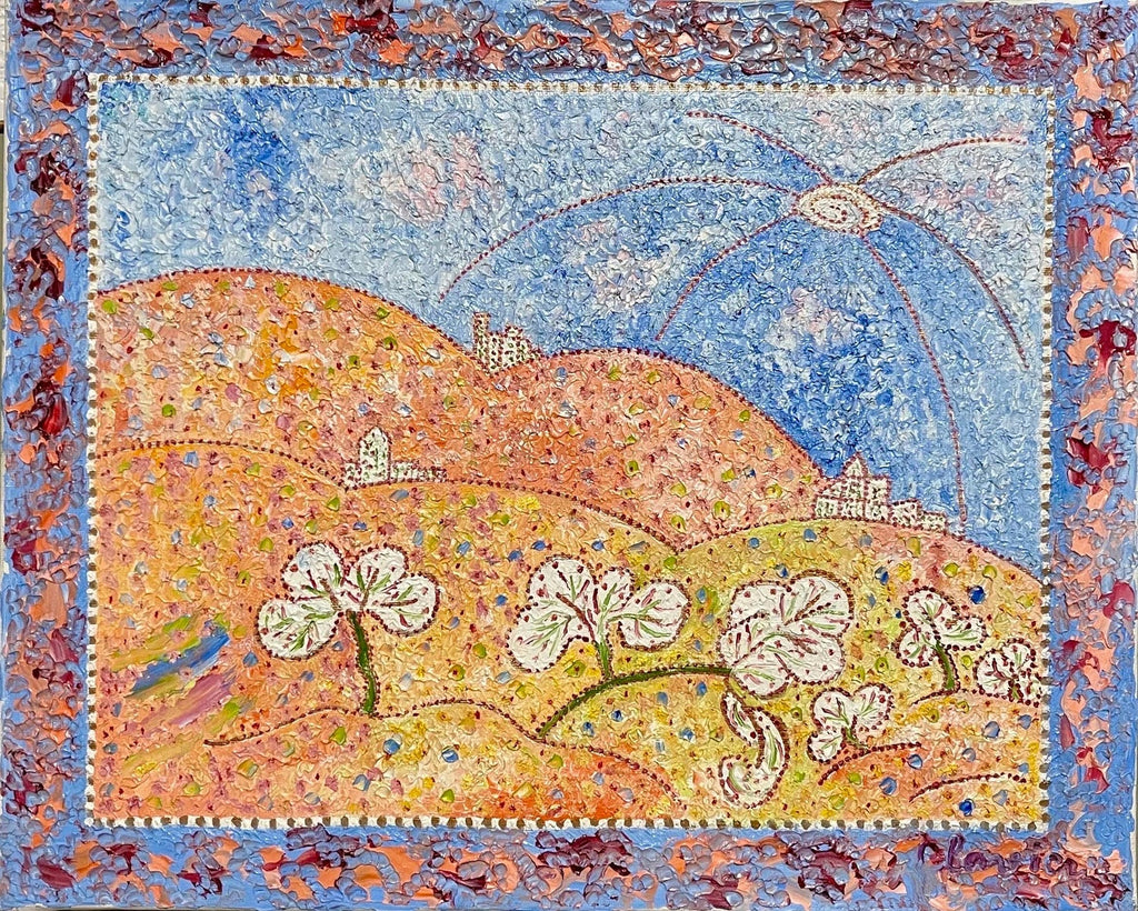 Whimsical French Folk Art, Naive, Oil Painting  Madeline Marie Christine Clavier