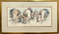 Chaim Gross Mid Century Mod Judaica Jewish Watercolor Painting Rabbis WPA Artist