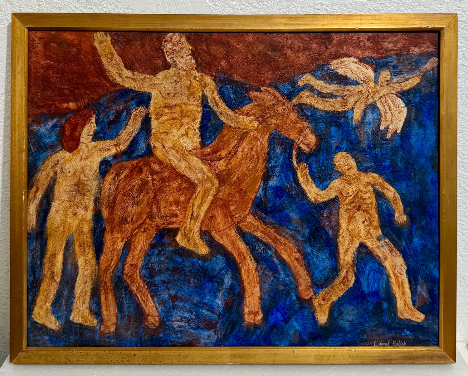 Surrealist Oil Painting Circus Horse Scene Lionel Kalish Fantasy Scene New York