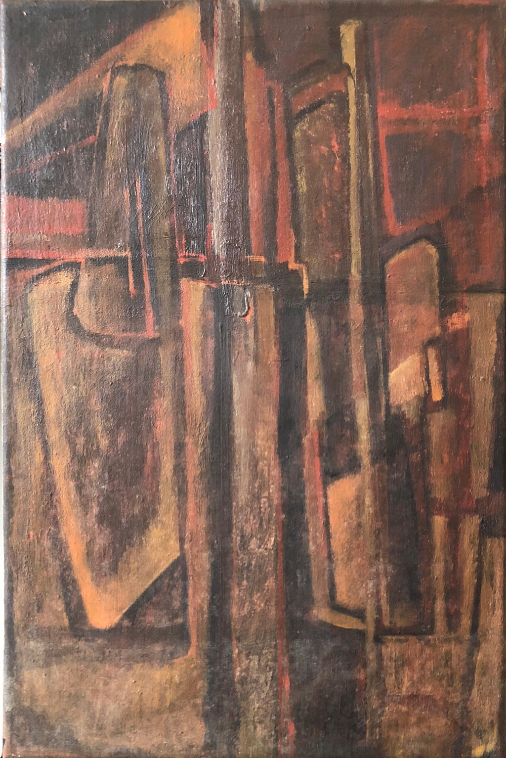 Argentine Abstract Constructivist Quadriptych Oil Painting Latin American Woman