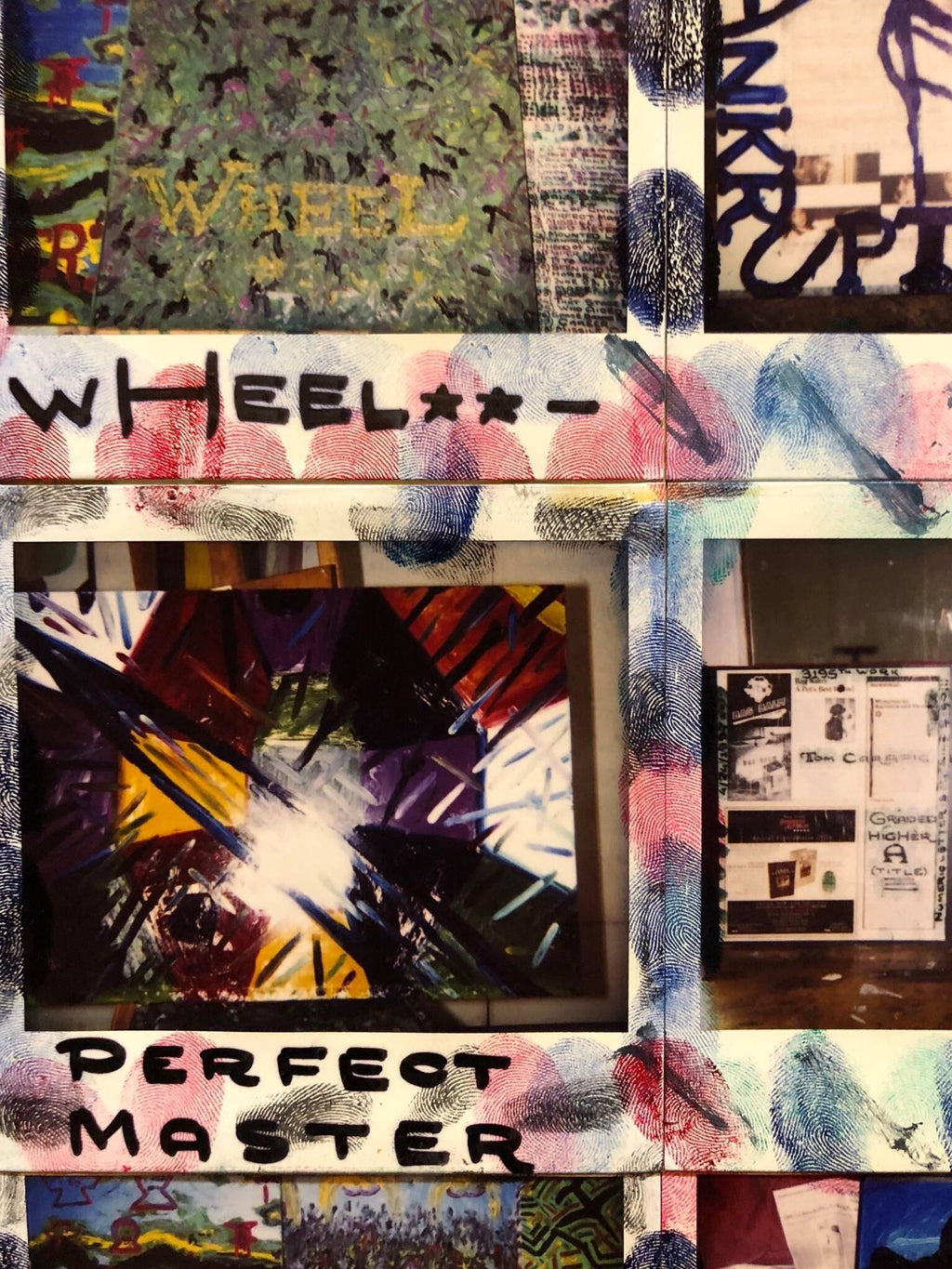 Mixed Media Outsider Visionary Art Polaroid Photo Collage Painting 2 sided