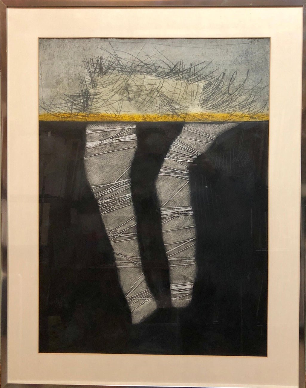 Cuban Art Abstract Oil Painting Latin American 1970's Abstraction String Series