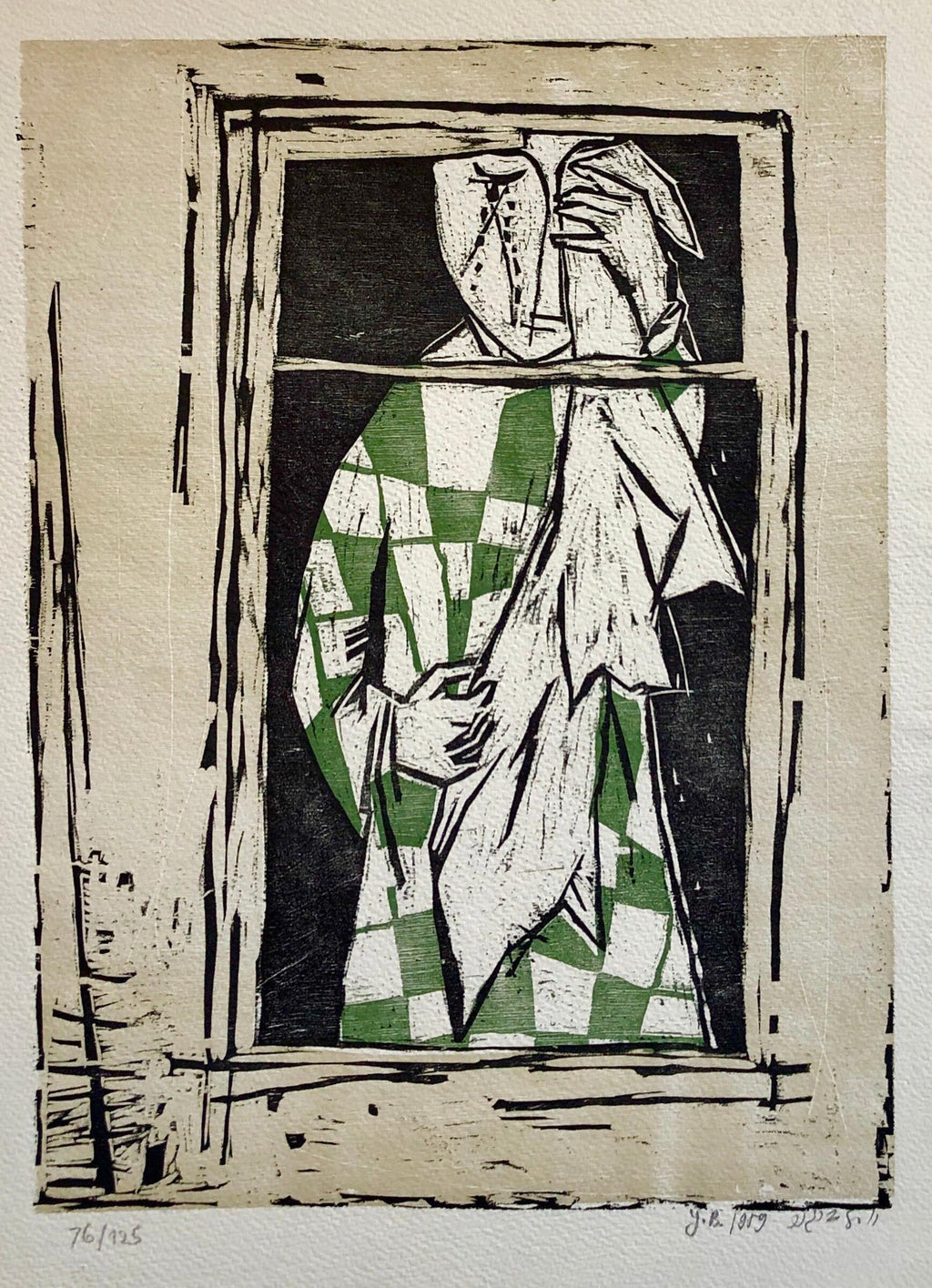 1936 Woodblock Print Venus of 23rd St. Skid Row Woodcut NYC Great Depression WPA