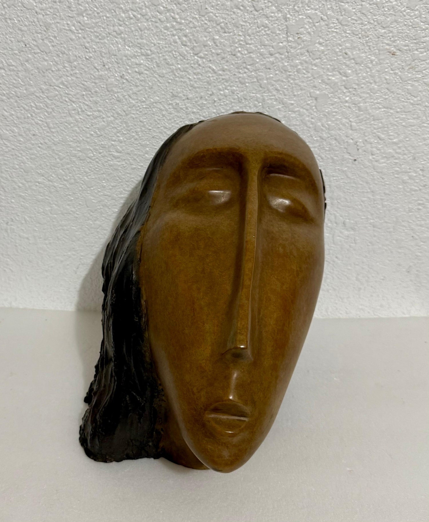 Large Bronze Sculpture Woman Head, After Modigliani, Ruth Bloch Israeli Artist