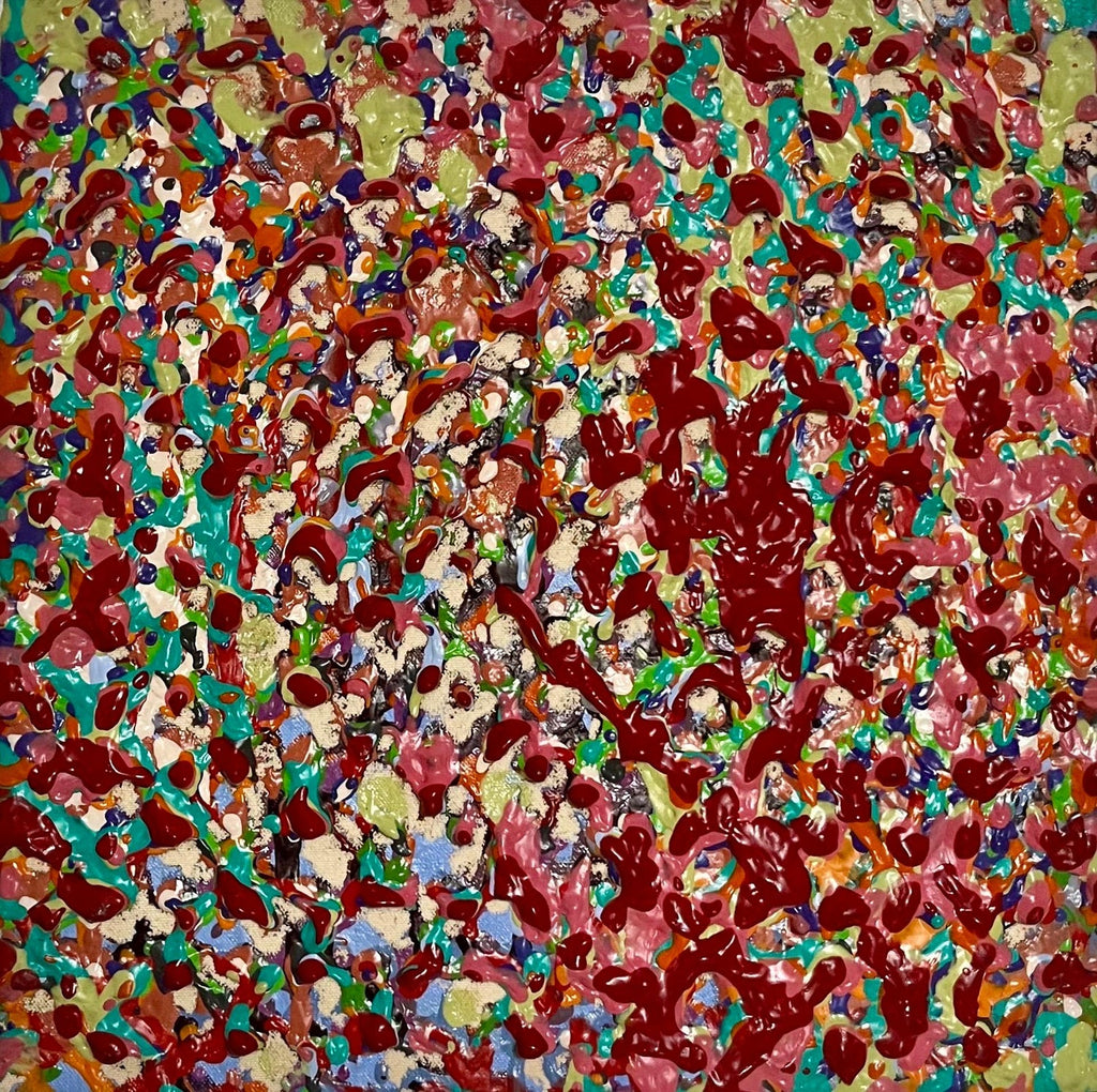 Mixed Media Pop Art Abstract Painting on Vinyl Record LP Wall Sculpture Weege