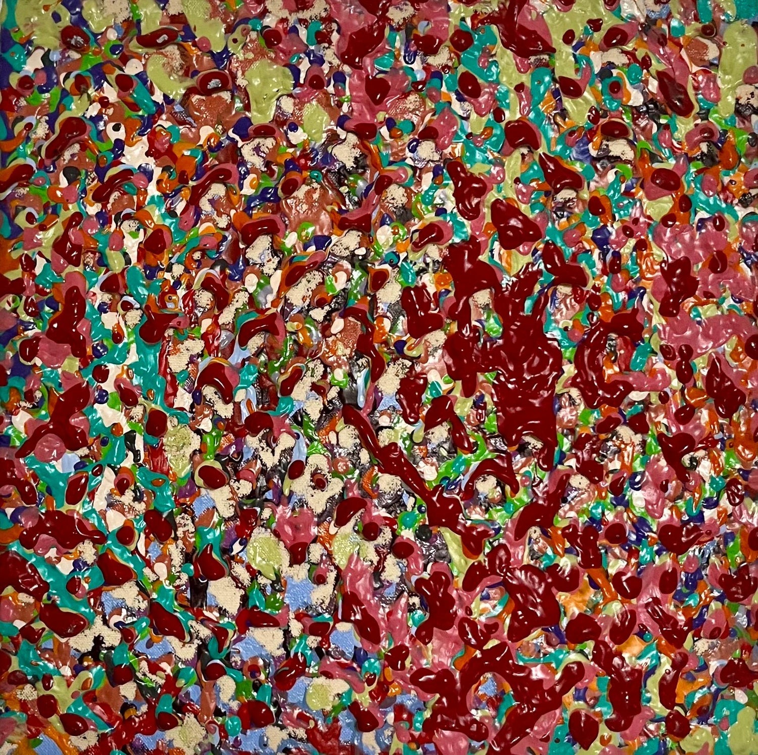 Mixed Media Pop Art Abstract Painting on Vinyl Record LP Wall Sculpture Weege