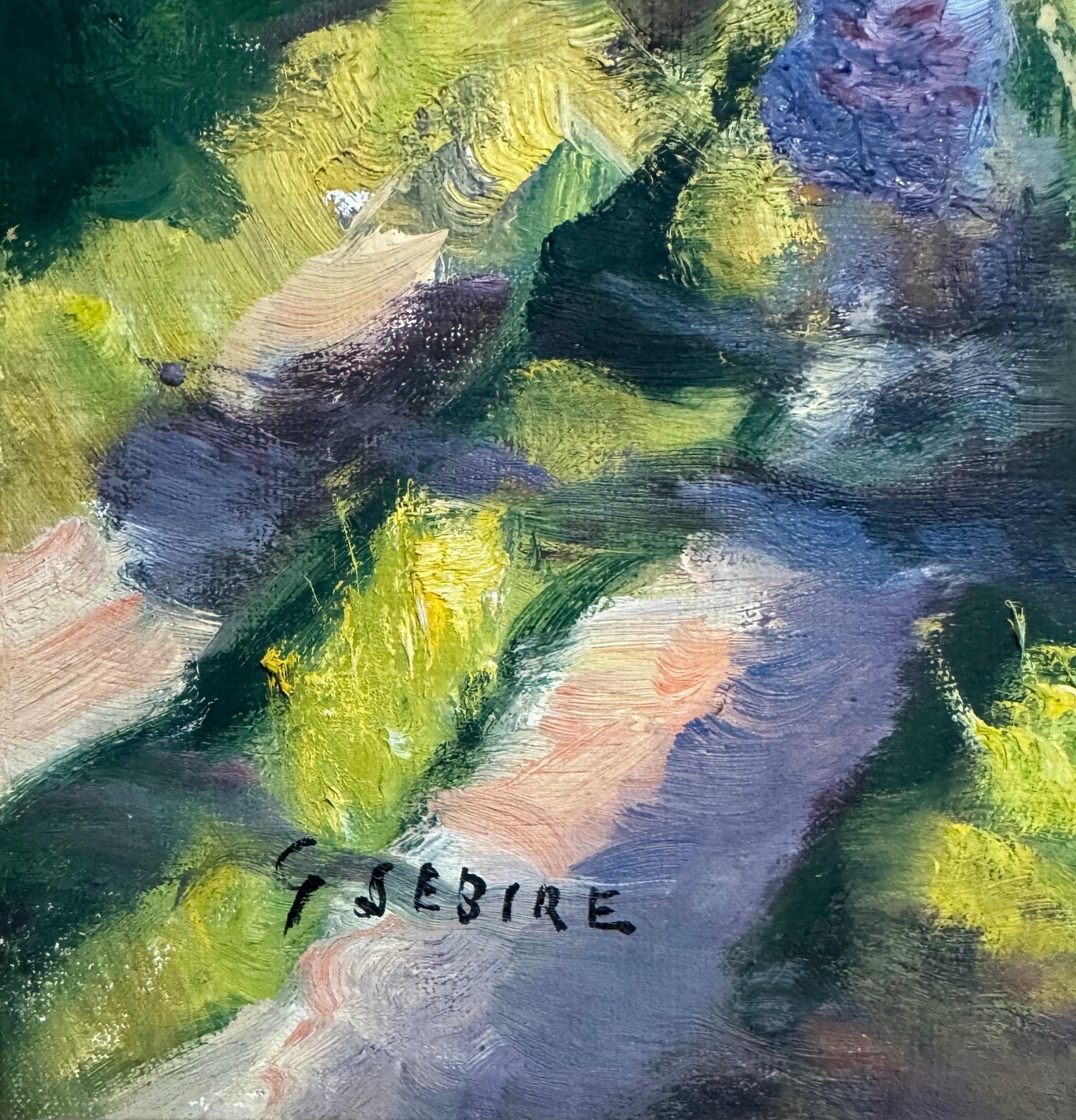 French Post Impressionist Oil Painting Bucolic Wooded Country Lane Gaston Sebire
