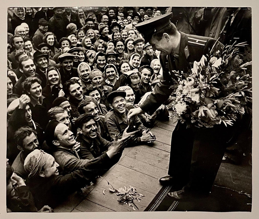 Large Silver Gelatin Photograph Russian USSR Soviet Parade Yuri Gagarin Photo