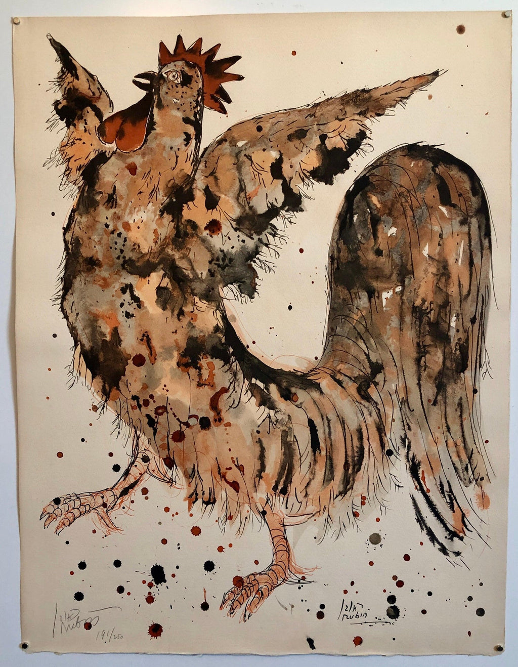 Modern Israeli Lithograph Reuven Rubin Views Of Israel Judaica Crowing Rooster