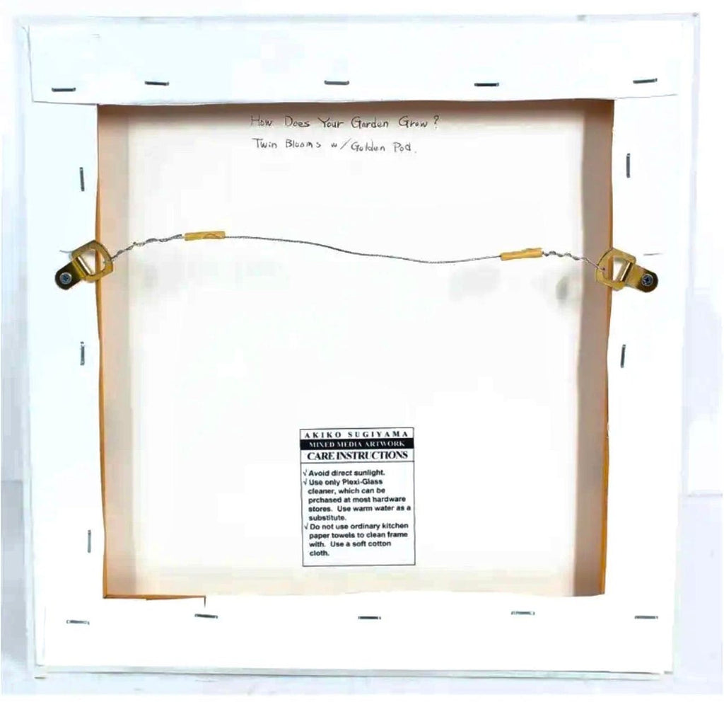 Akiko Sugiyama Japanese Calligraphy Painting Collage, 3D Shadow Box Sculpture