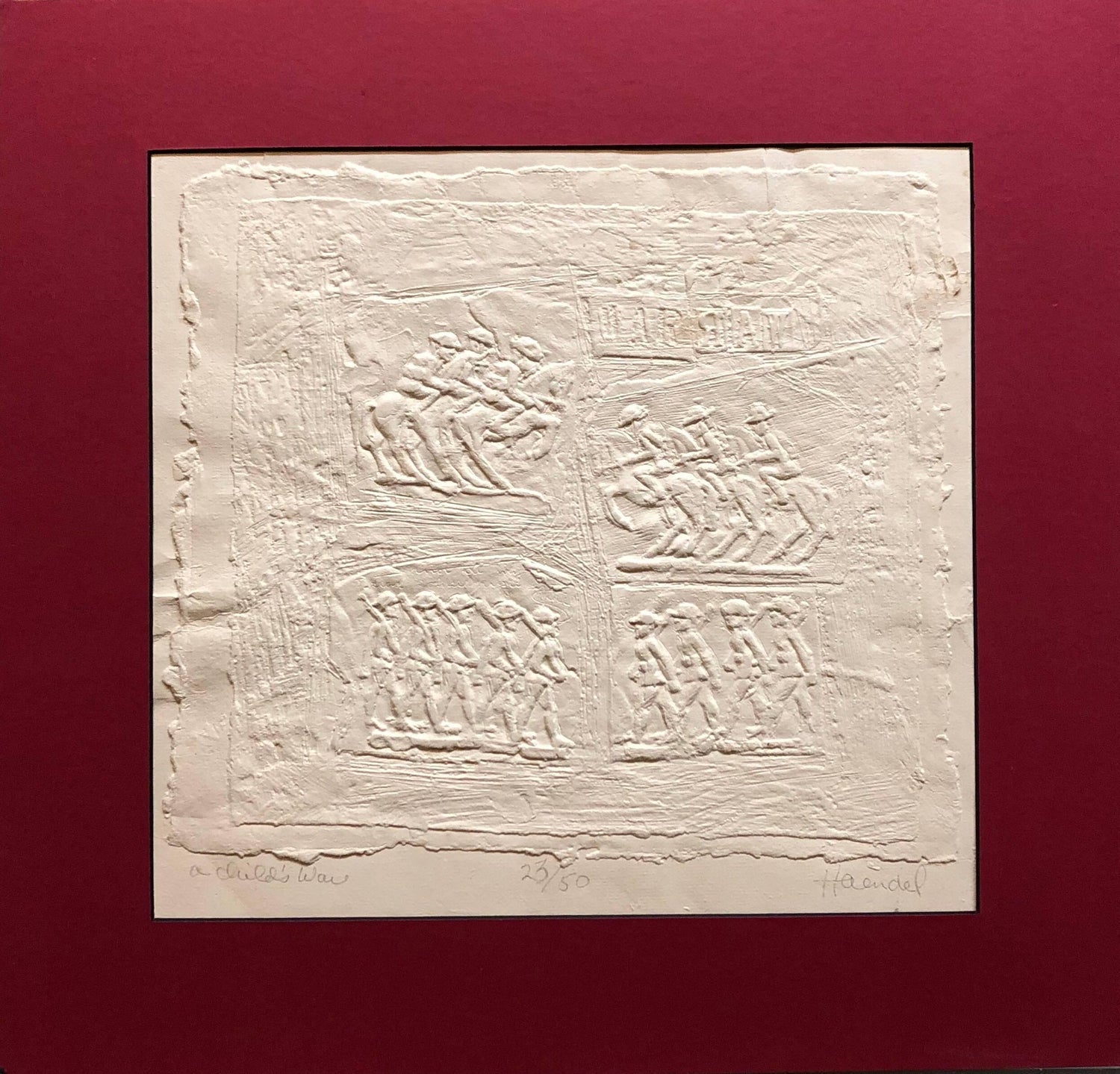 Bill Haendel Americana 'A Child's War' Cast Paper Relief Sculpture