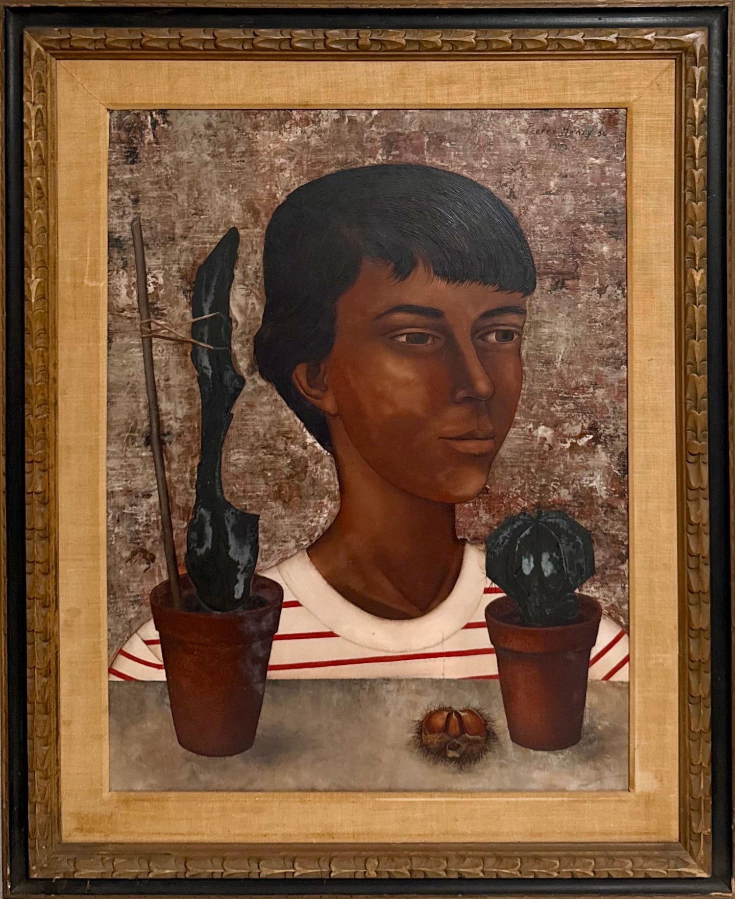 Modernist Surrealist French Expressionist Oil Painting Moody Boy Pierre Henry