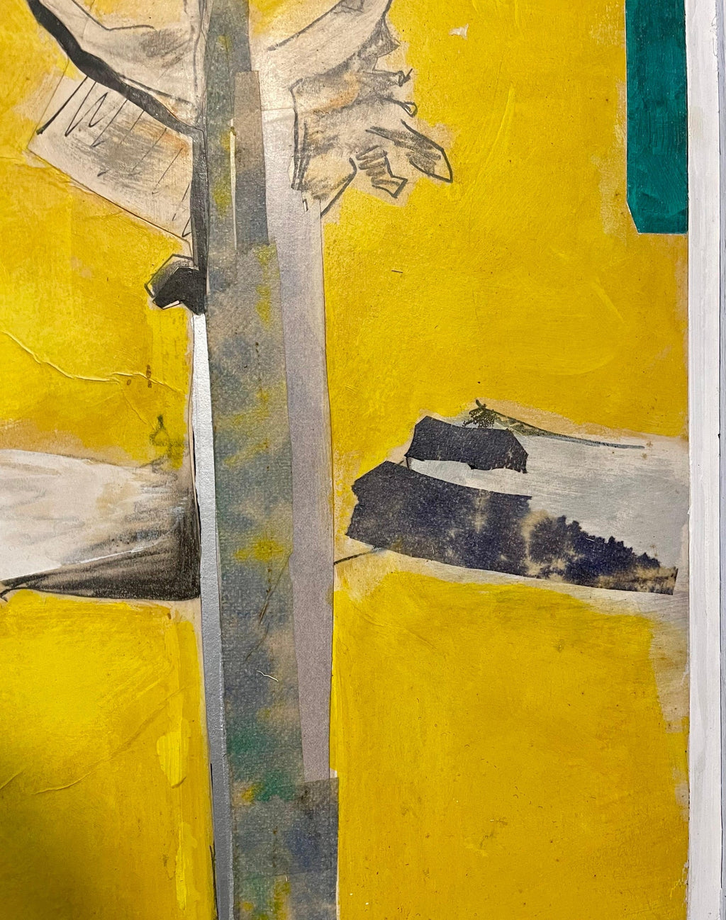 1970 Mod Surrealist Painting Collage David Hare Abstract Landscape Summer Land