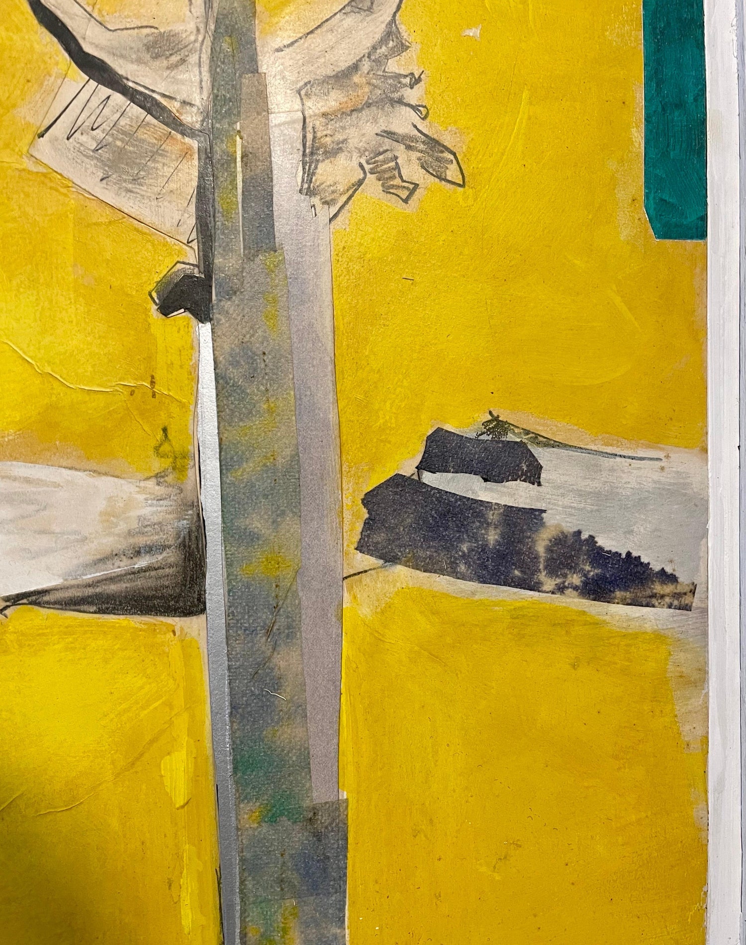 1970 Mod Surrealist Painting Collage David Hare Abstract Landscape Summer Land