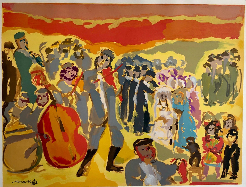 Jewish Shtetl Shabbat Candles Russian Judaica Etching w Hand Watercolor Painting