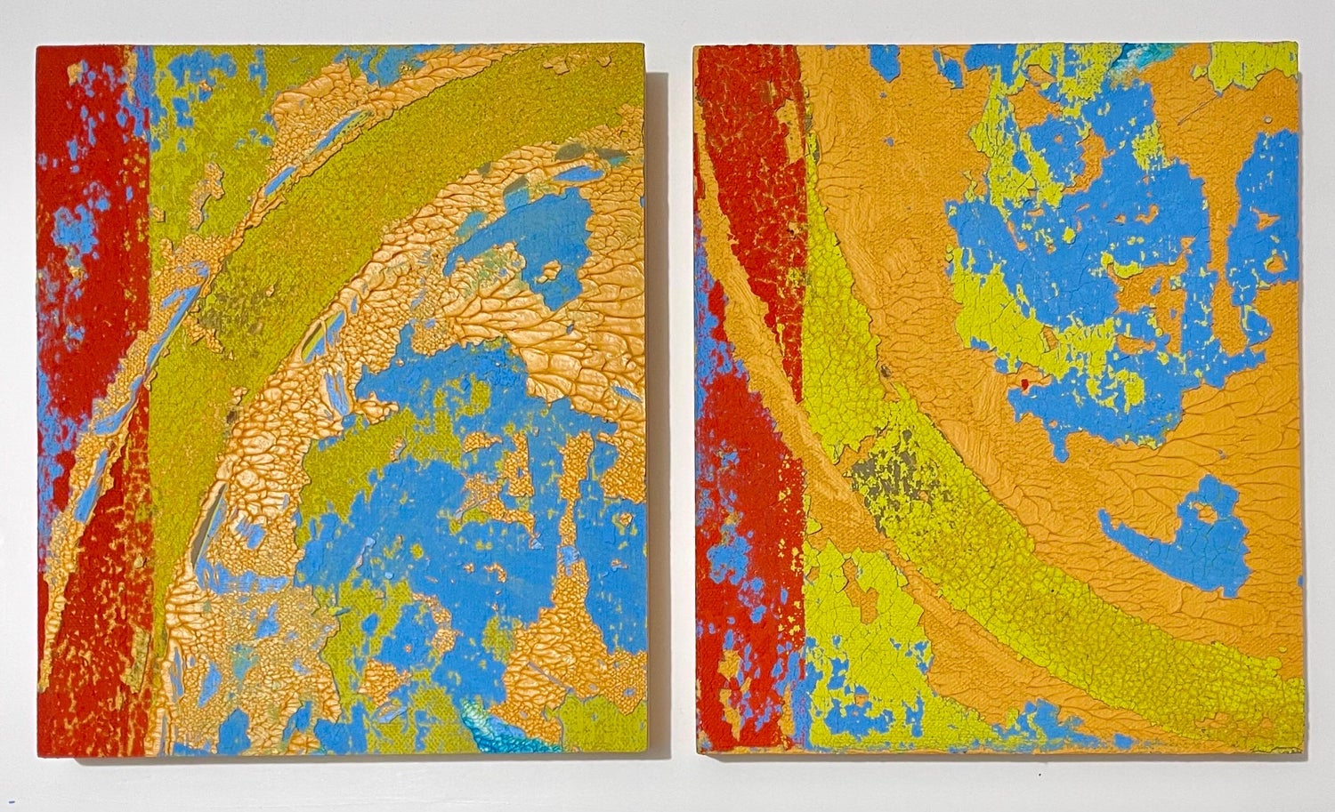 Contact Painting Twins Abstract Expressionist Diptych OIl Painting Rainer Gross