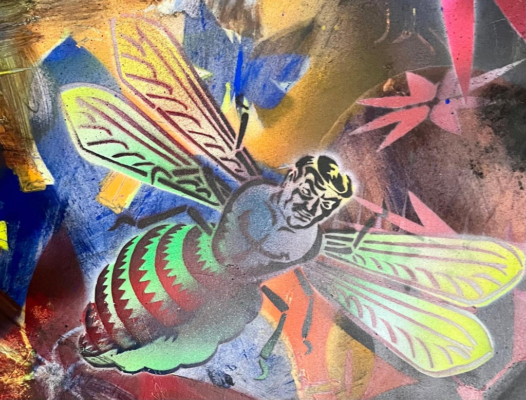 Abstract Surrealist Spray Paint Mixed Media Painting Jungle Swelter Mason Rader