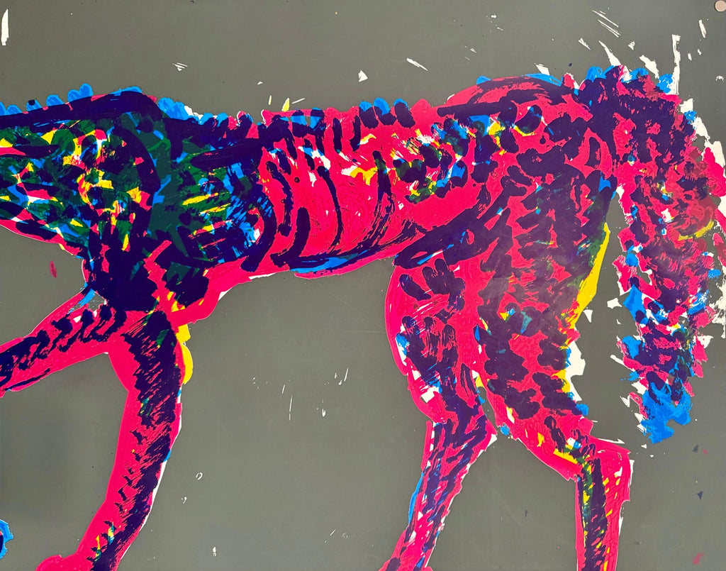 Large German Junge Wilde Rainer Fetting Screenprint Serigraph Print Wolf Pop Art