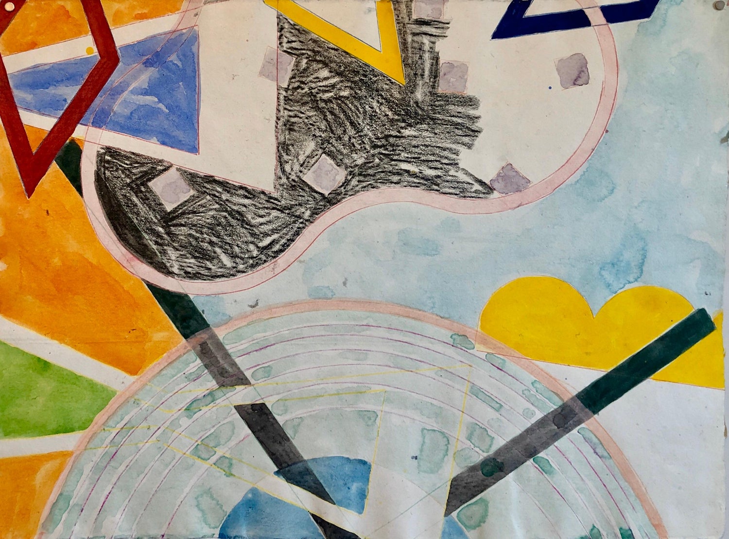 Abstract Modernist Colorful Mixed Media Monoprint Screen-print Handmade Paper