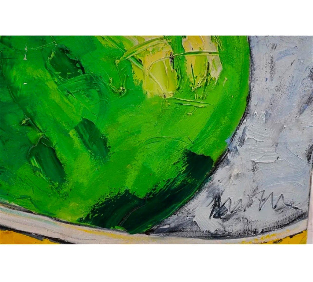 Large Pop Art Oil Painting "Pear" Modernist Colorful Composition Suzanne Mears
