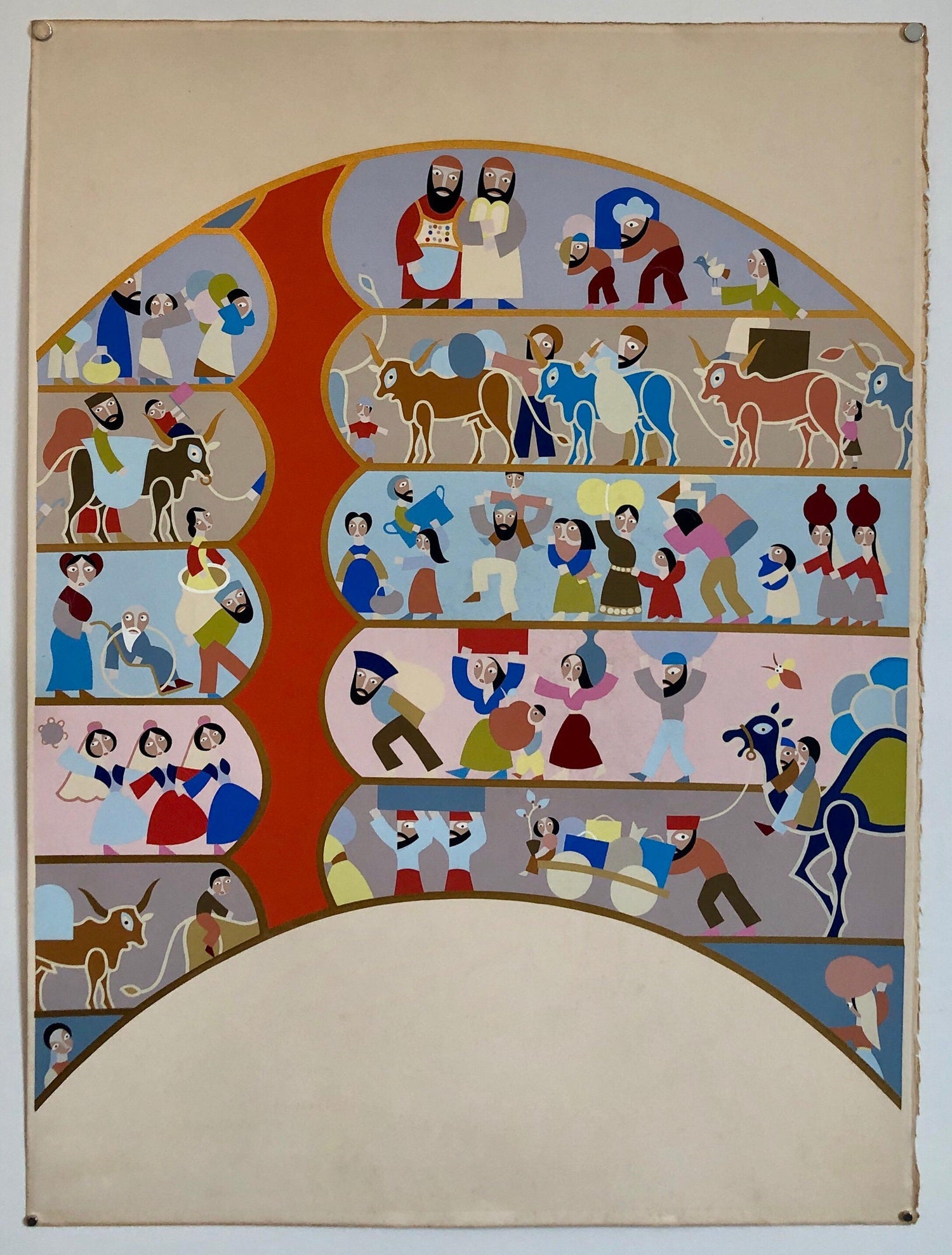 Israeli Modern Passover Lithograph Silkscreen David Sharir Holiday Art Serigraph
