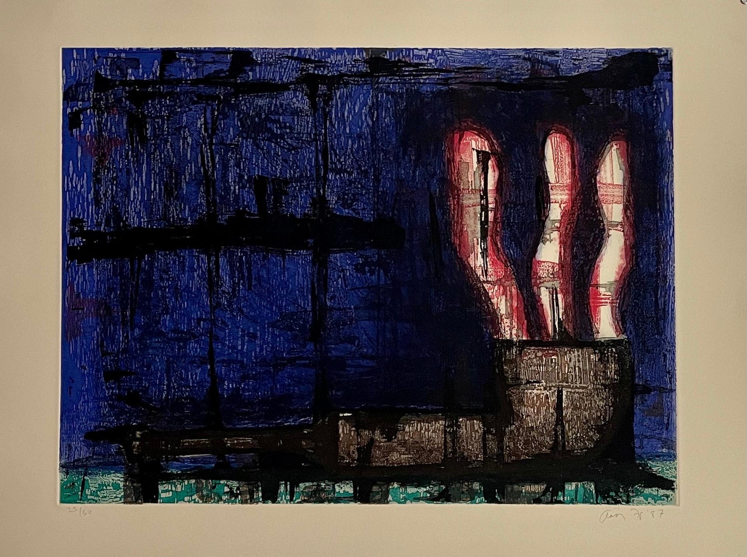 Boston Modernist Color Etching Smoking Pipe Aaron Fink Pop Art Print Americana