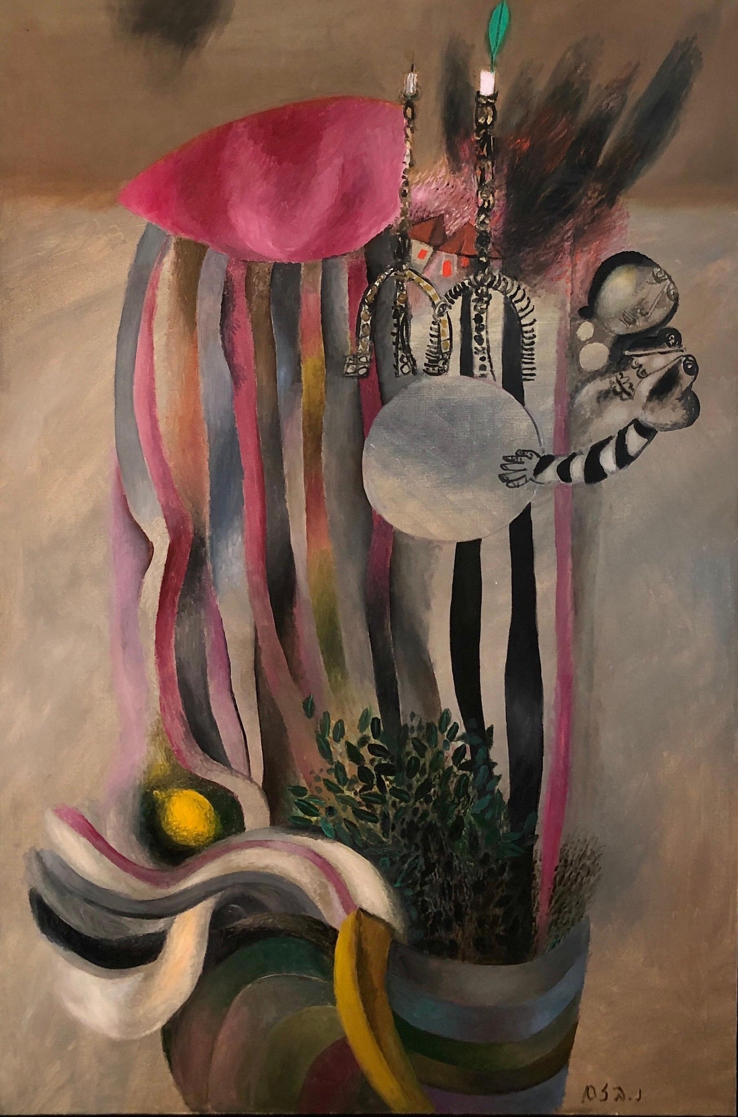Edward Ben Avram, Israeli Bezalel School Chassidic Wedding Dancers Painting