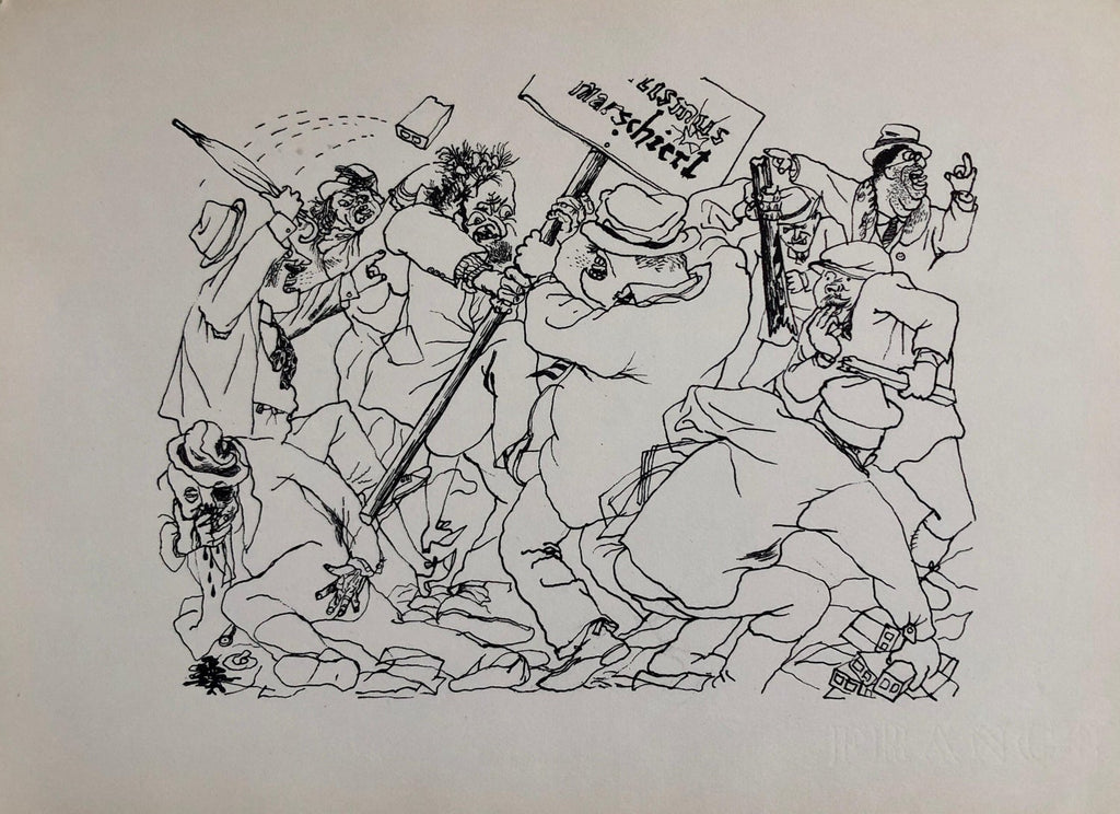 1936 Lithograph Interregnum Portfolio Windblown Man Small Edition Weimar Germany