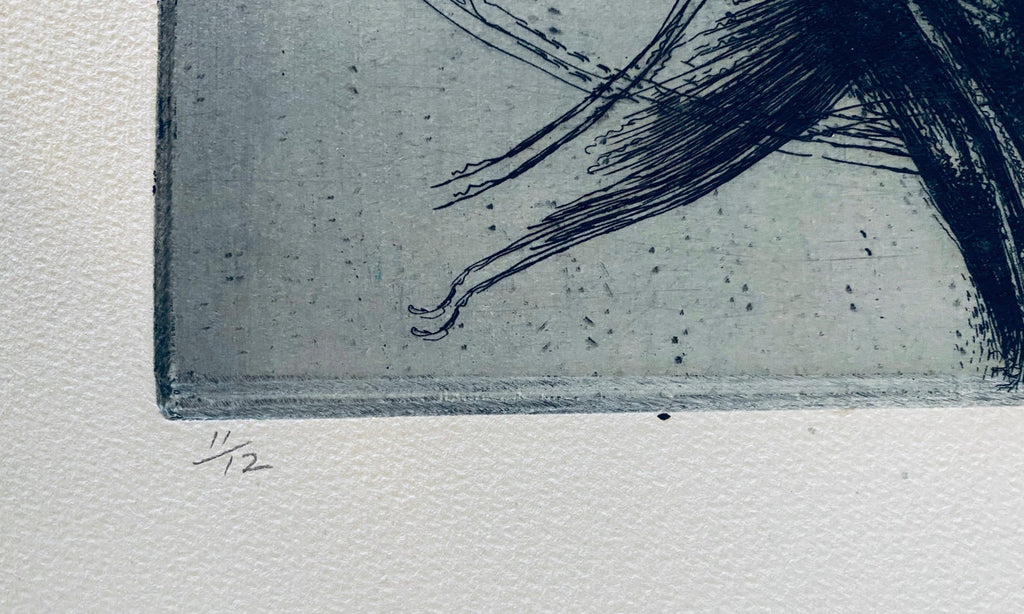 Falling Figure, American Modernist Abstract Etching
