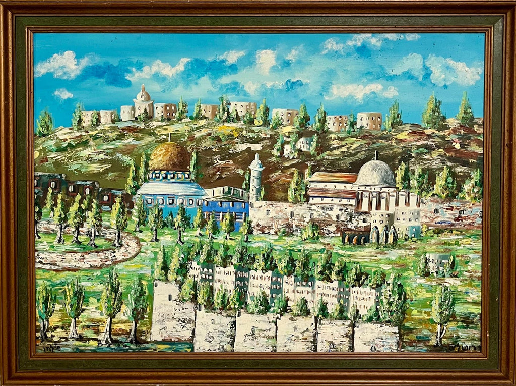 Outside the Synagogue Russian Judaica Oil Painting