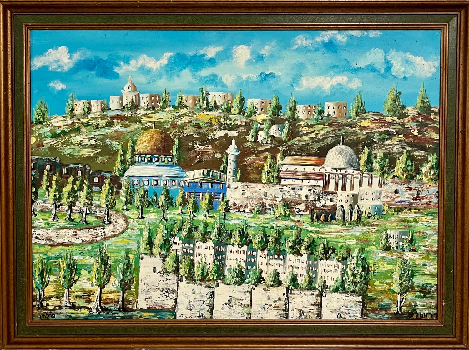 Old City Jerusalem Landscape Russian Israeli Judaica Oil Painting