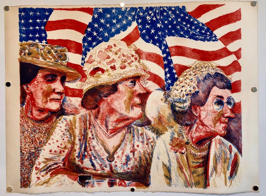 Ohio Artist Modern Americana Patriotic Uncle Sam Lithograph American Flag