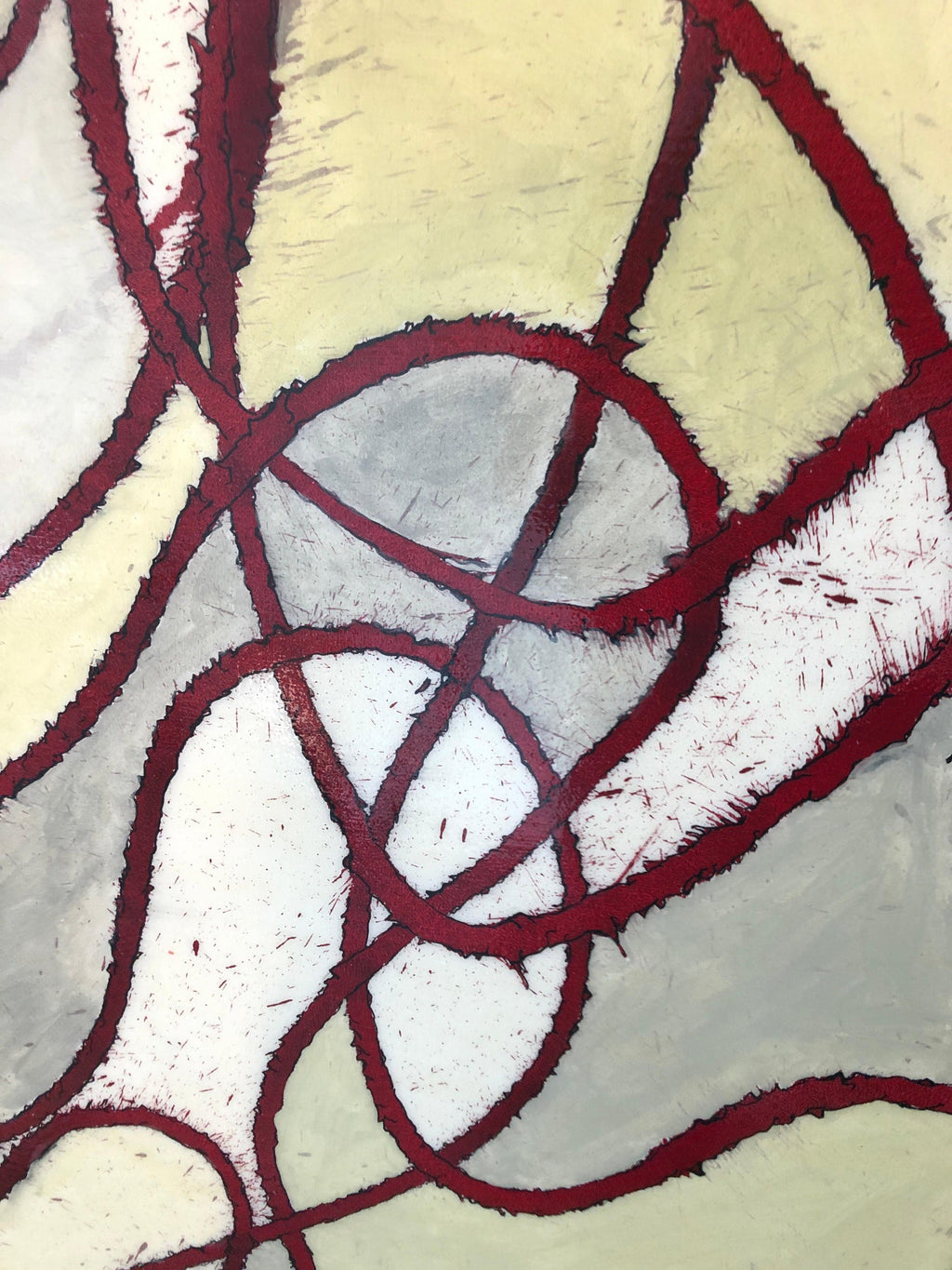 Large Abstract Mixed Media Lacquer Painting Stealthy Glow Scientific Abstraction