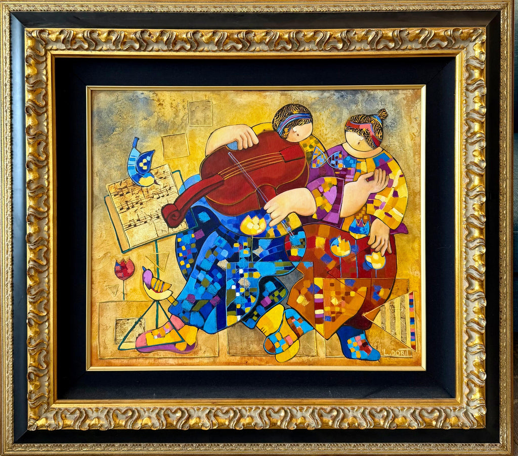 Large Colorful Music Notes Israeli Modernist Oil Painting Dorit Levi Musical Art