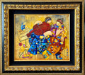 Large Colorful Music Notes Israeli Modernist Oil Painting Dorit Levi Musical Art