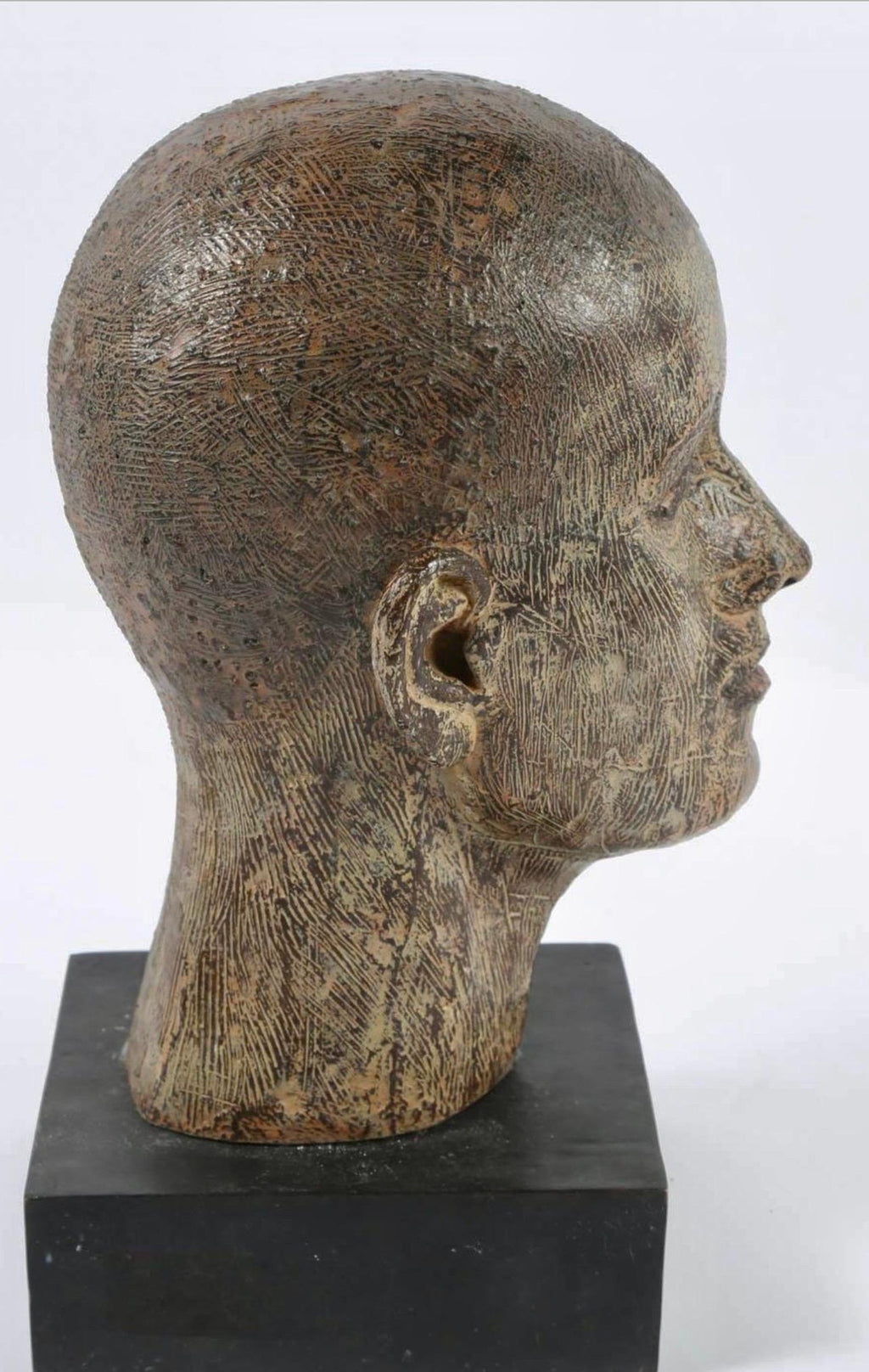Rare Cast Painted Bronze Head Sculpture British Realist Sculptor John Davies