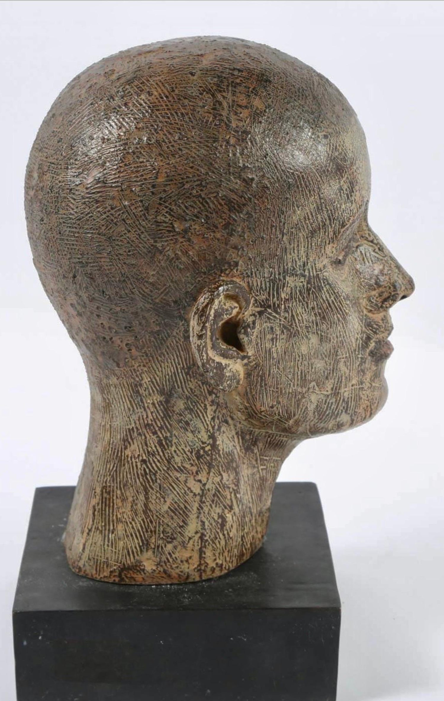Rare Cast Painted Bronze Head Sculpture British Realist Sculptor John Davies