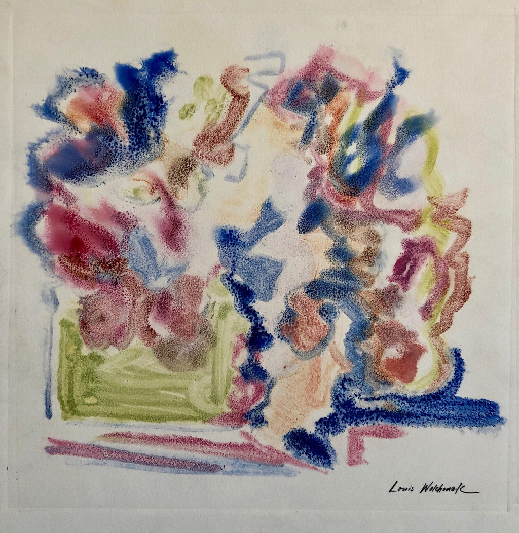 Abstract Expressionist Color Gouache Painting Mid Century Mod WPA Jewish Artist