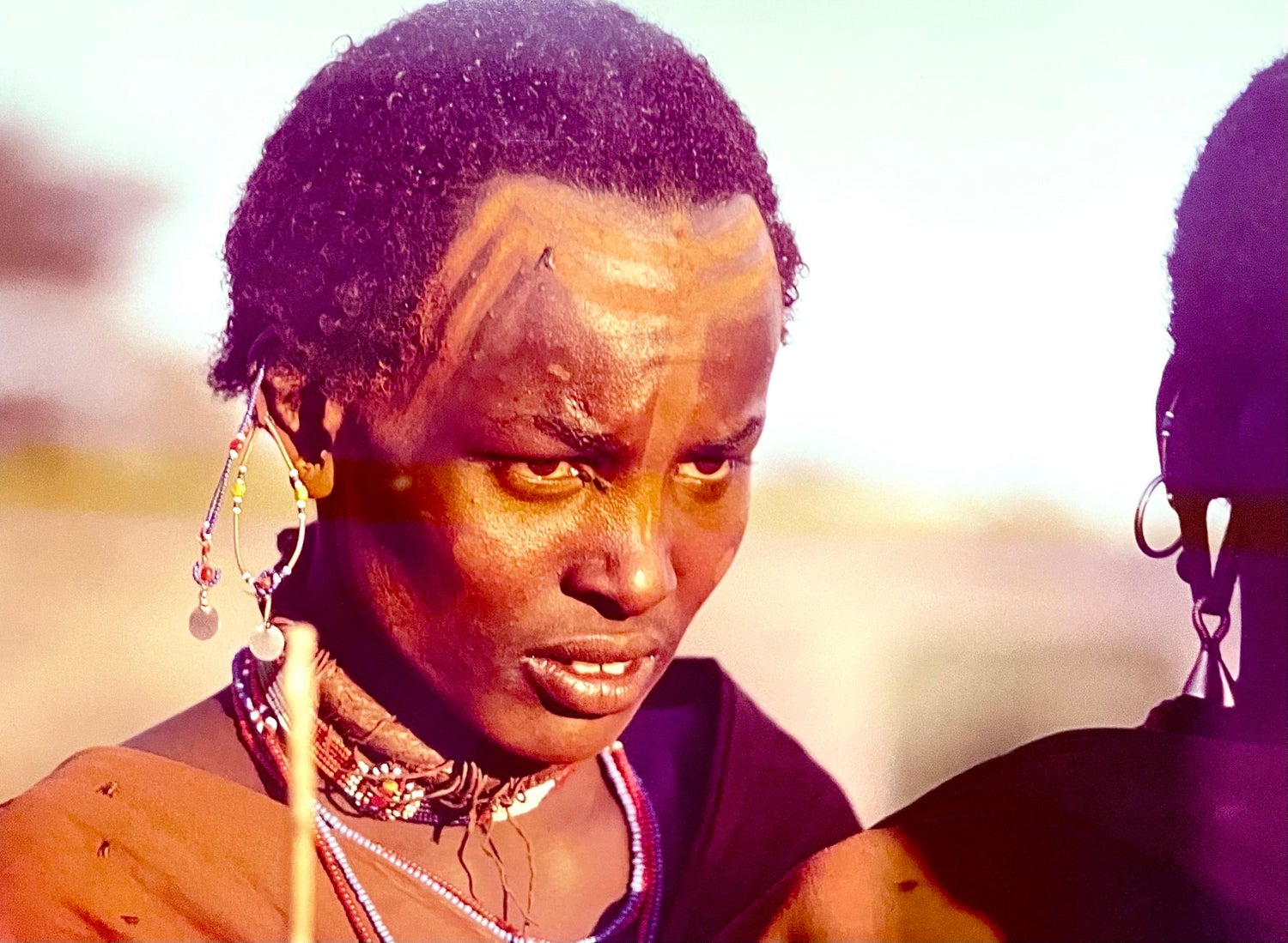 Rare Vintage Color C Print Photograph African Maasai Warrior Chromogenic Photo