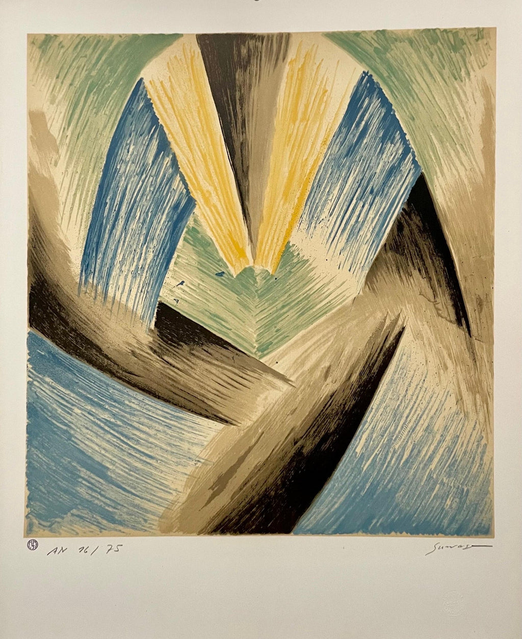 Large Cubist Modernist Color French Lithograph Zadkine Figures La Famille